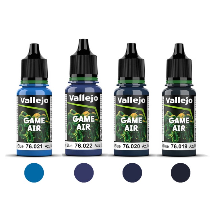 Набор красок для аэрографии Vallejo "Game Air" 4 штуки (№019, 020, 021, 022) по 18мл