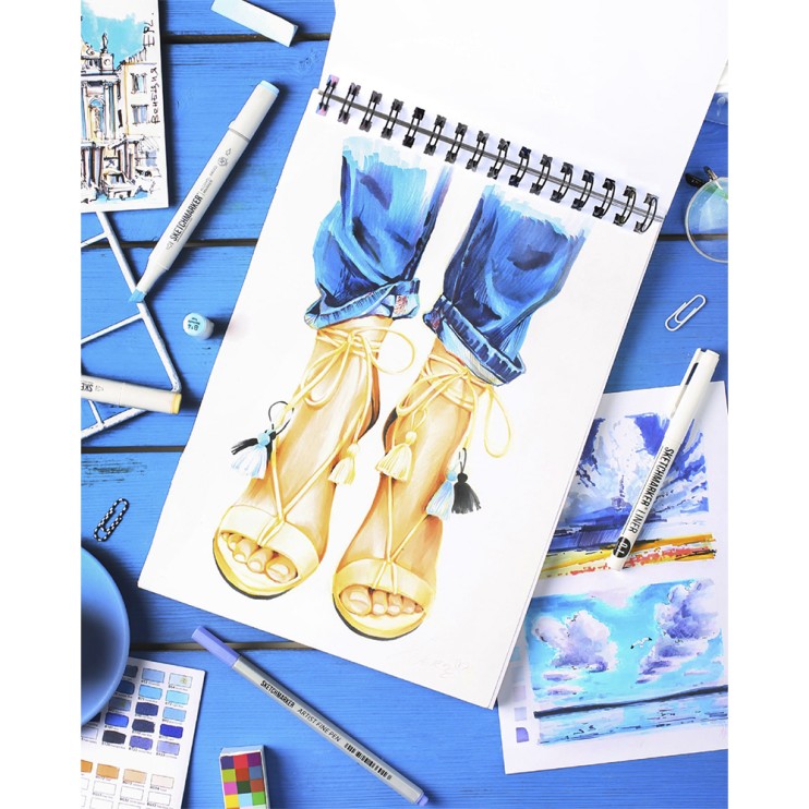 Скетчбук на спирали Sketchmarker "The Mirror" A5, 30л, 220гр/м², мягкая обложка, Белый