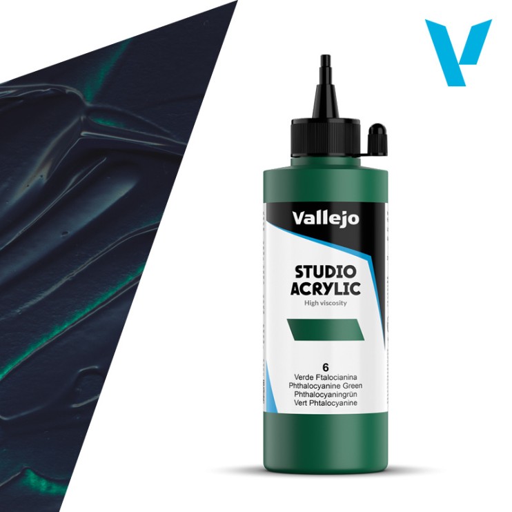 Акрил Vallejo "Studio" 6 Phthalo Green (Зеленая ФЦ), 200мл