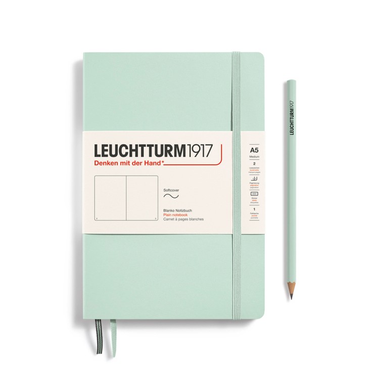 Блокнот без линовки Leuchtturm1917 "Natural Colors" A5, 61л, 80гр/м², мягкая обложка,Мятный