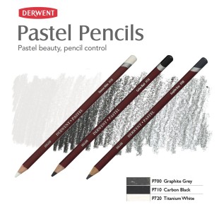 Комплект пастельных карандашей Derwent "Pastel" черно-белые оттенки (P720, P710, P700)