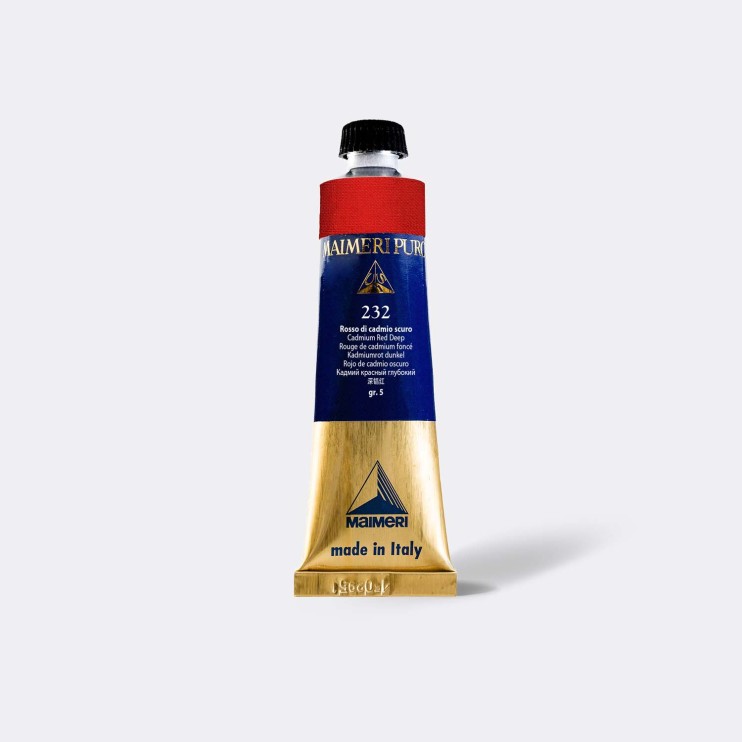 Краска масляная Maimeri "Puro" 40мл, №232 Cadmium Red Deep/ Кадмий красный темный