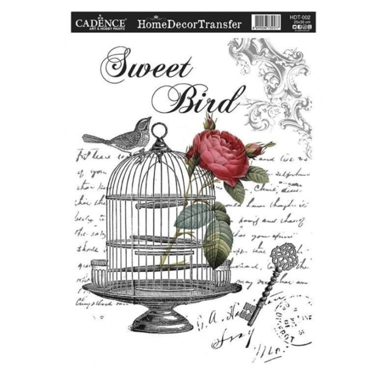 Трансфер 25х35см, HDT002 милая птичка