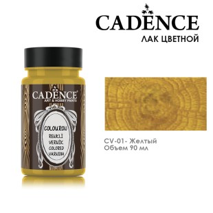 Цветной лак морилка на водной основе Cadence "ColourOn" 90мл №CV-01 желтый