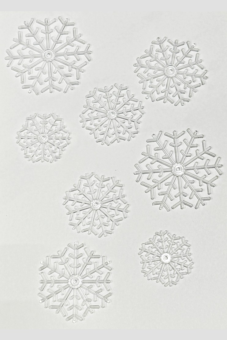 Набор из 8 снежинок пластик 45-75мм (Schiller)