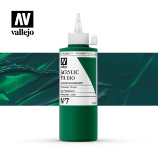 Акриловая краска Vallejo "Studio" #7 Permanent Green (Зеленый прочный), 200мл