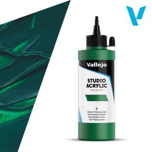 Акрил Vallejo "Studio" 7 Permanent Green (Зеленый прочный), 200мл