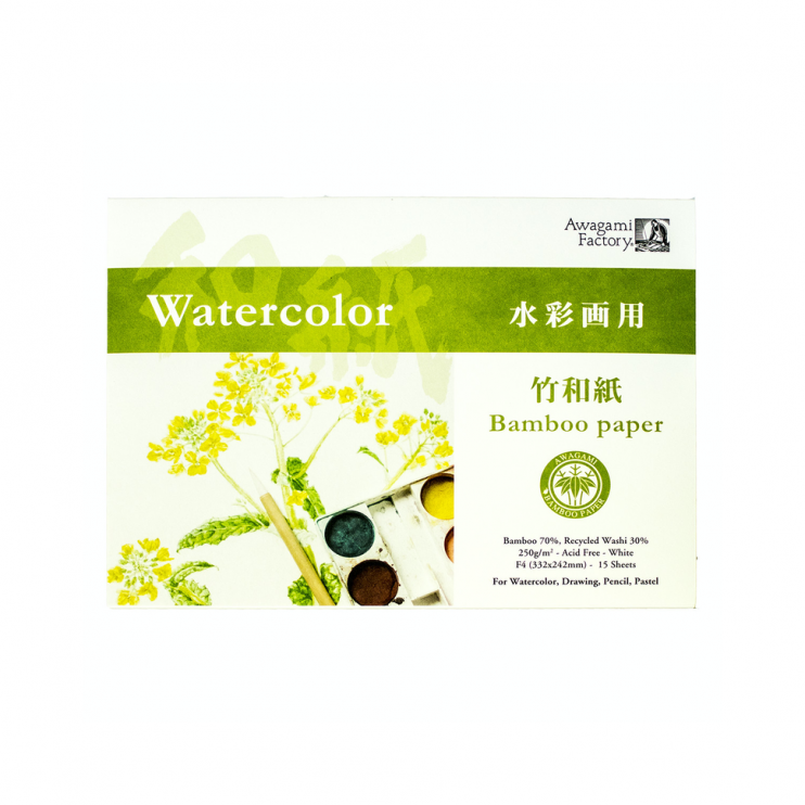Блок бумаги для акварели Awagami "Bamboo" 24,2х33,2см, 15л, 250г,м