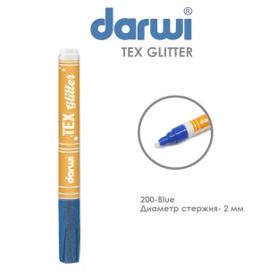 Маркер по текстилю Darwi "Tex Glitter" 2 мм, №200 Синий