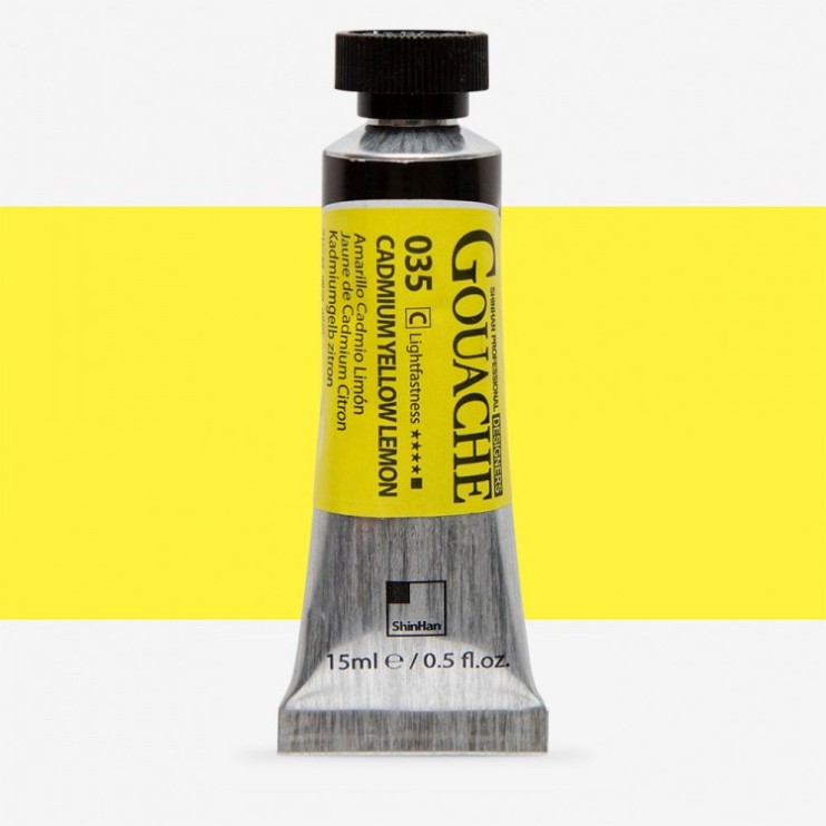 Гуашь Shinhan "Designers GOUACHE" №035(C) Cadmium lemon (Кадмий лимонный), туба 15мл