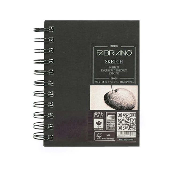 Блокнот для зарисовок на спирали Fabriano "Sketch Book" 10,5x14,8см, 80л, 110гр/м² (28010550)