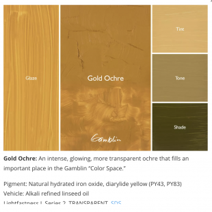 Масляная краска Gamblin "Artist" Gold Ochre (охра золотистая), туба 37мл