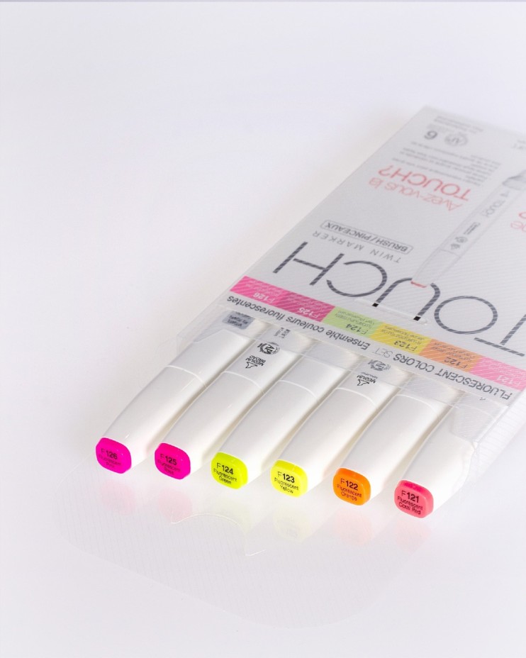 Набор Touch Twin Brush "FLUO" 6 маркеров (флуоресцентные оттенки)