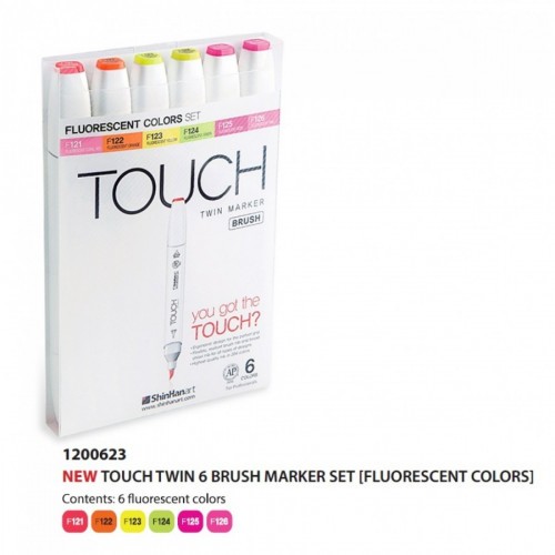 Набор Touch Twin Brush "FLUO" 6 маркеров (флуоресцентные оттенки)