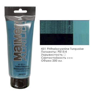 Акрил Maimeri "Acrilico" 200 мл, №431 Phthalocyanine Turquoise/ Бирюзовый фтало (0924431)