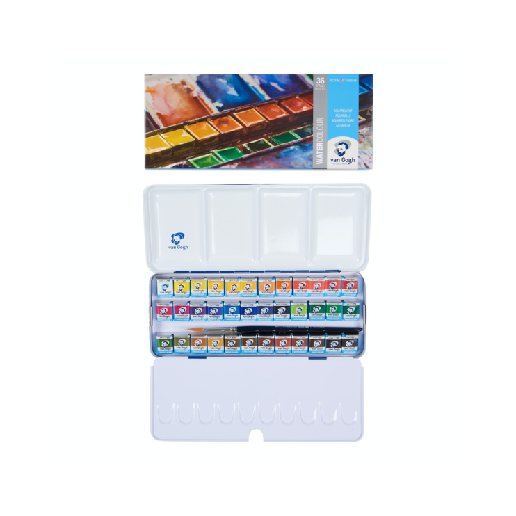 Набор акварельных красок "Van Gogh" 36 кювет в металлическом пенале