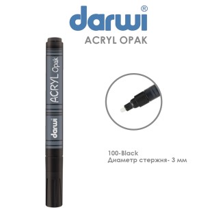 Акриловый маркер Darwi "Acryl Opak" №100 Черный, наконечник 3 мм (0220013100)
