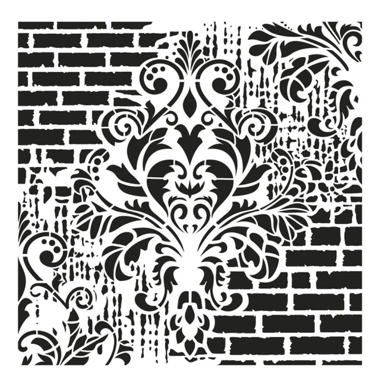 Трафарет 45х45см, GCS002 кирпичи/вензель