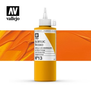 Акриловая краска Vallejo "Studio" #13 Azo Yellow Orange (Желто-оранжевый), 200мл