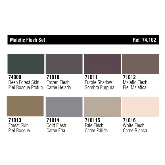 Набор красок для моделизма Fantasy-Pro "Malefic Flesh" 74.102, 8 цветов