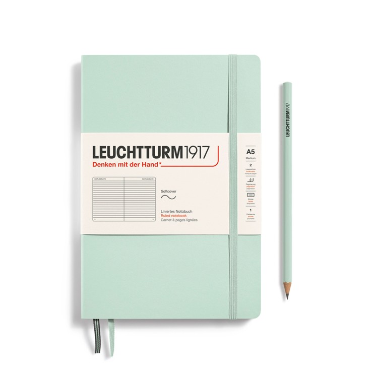 Блокнот в линейку Leuchtturm1917 "Natural Colors" A5, 61л, 80гр/м², мягкая обложка,Мятный
