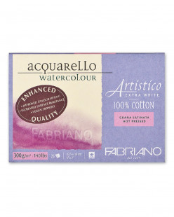 Склейка для акварели Fabriano "Artistico Extra White" 12,5x18см, 25л, 300гр/м² (Hot pressed)