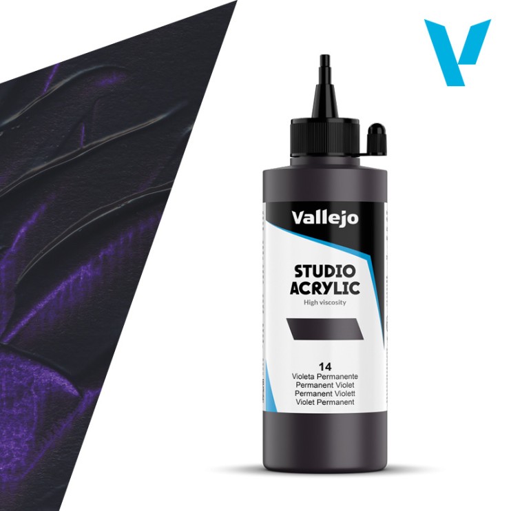 Акрил Vallejo "Studio" 14 Permanent Violet (Диоксазин фиолетовый), 200мл