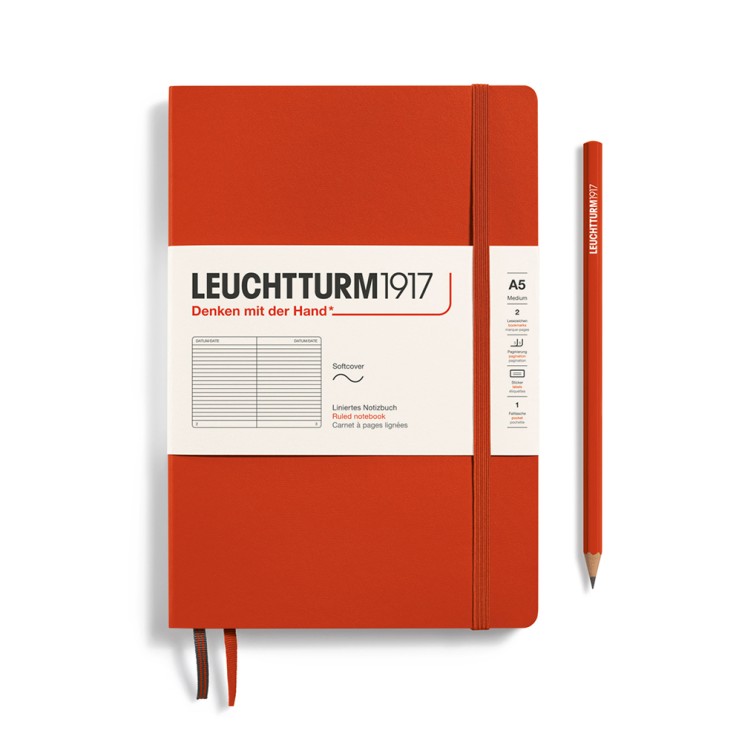 Блокнот в линейку Leuchtturm1917 "Natural Colors" A5, 61л, 80гр/м², мягкая обложка,Рыжий лис