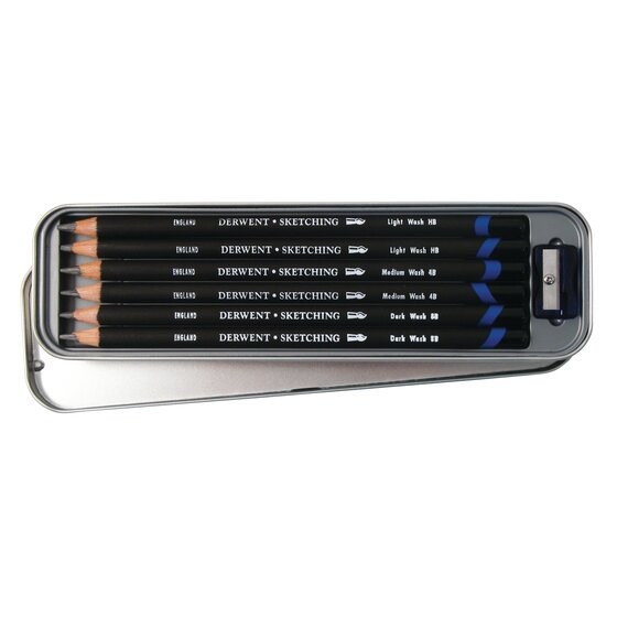 Набор водорастворимых графитных карандашей "Sketching" 6 штук с точилкой в пенале (0700837)