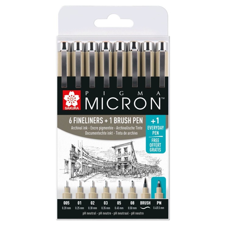 Набор капиллярных ручек "Pigma Micron" 8 штук, черные