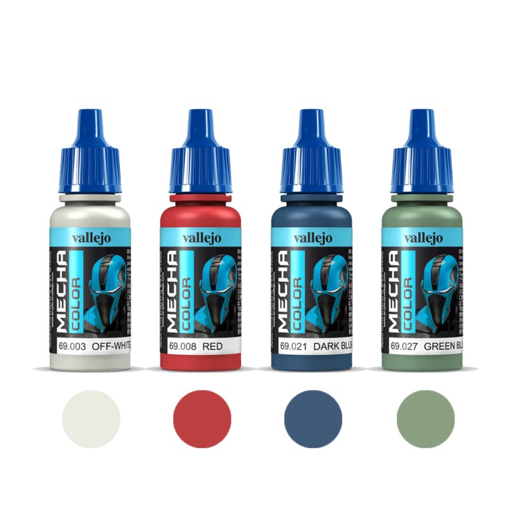 Набор красок для сборных моделей Vallejo "Mecha Color" 4 штуки (№003, 008, 021, 027) по 17мл