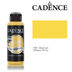 Краска акриловая Cadence "Hybrid" 70мл №H09 желтый