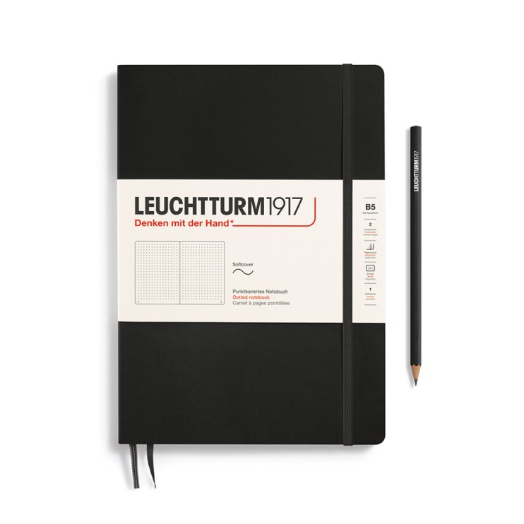 Блокнот в точку Leuchtturm1917 "Composition" B5, 61л, 80гр/м², мягкая обложка,Черный (349298)
