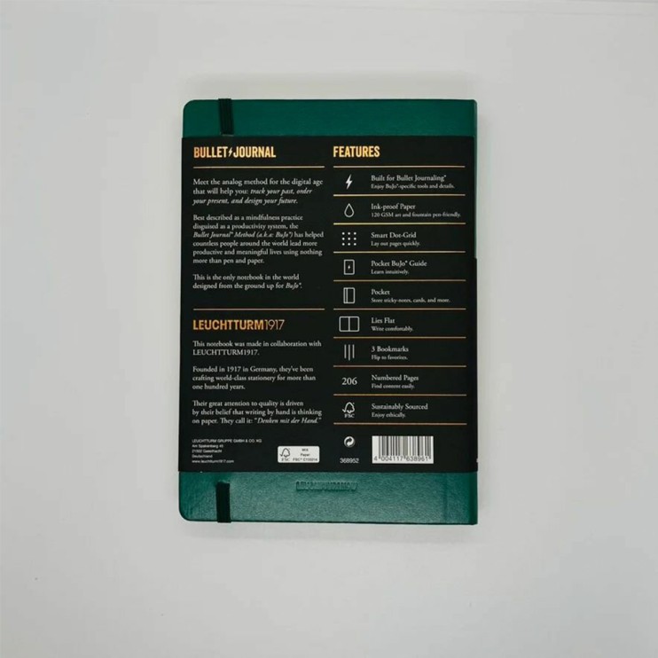 Ежедневник в точку Leuchtturm1917 "Bullet Journal Edition 2" A5, 103л, 120гр/м², твердая обложка, цвет Зеленый