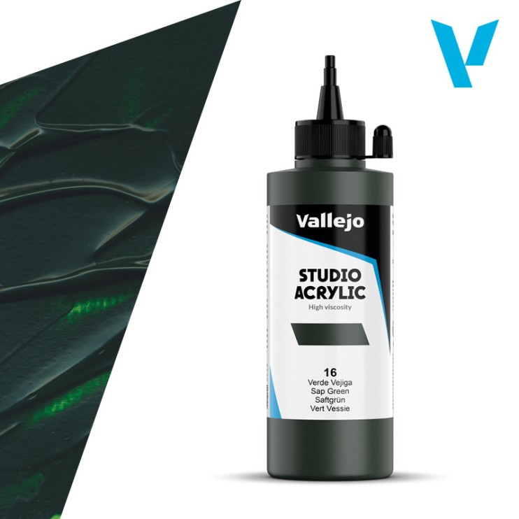 Акрил Vallejo "Studio" 16 Sap Green (Зеленая крушина), 200мл