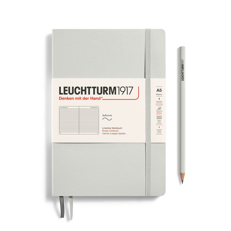 Блокнот в линейку Leuchtturm1917 "Natural Colors" A5, 61л, 80гр/м², мягкая обложка,Серый светлый