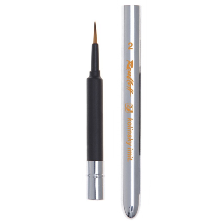 Кисть имитация колонка круглая "soft touch" №2  короткая ручка складная