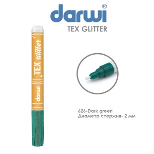 Маркер по текстилю Darwi "Tex Glitter" 2 мм, №626 Темно-зеленый