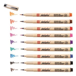 Набор капиллярных ручек "Pigma Brush" 9 штук, цветные
