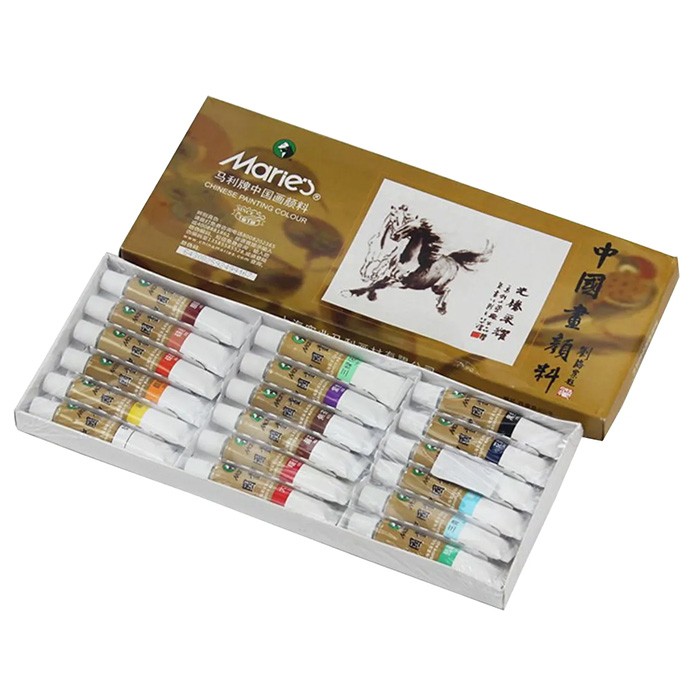 Тушь китайская жидкая Marie’s "Chinese Painting set" 18 цветов в картонной упаковке