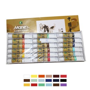 Тушь китайская жидкая Marie’s "Chinese Painting set" 18 цветов в картонной упаковке