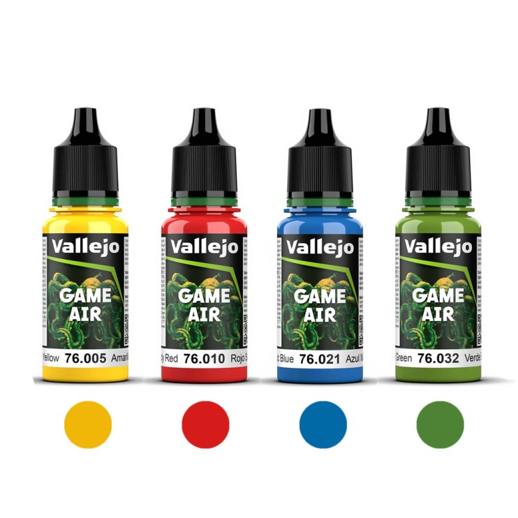 Набор красок для аэрографии Vallejo "Game Air" 4 штуки (№005, 010, 021, 032) по 18мл