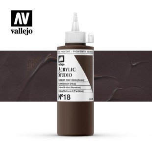 Акриловая краска Vallejo "Studio" #18 Burnt Umber (Умбра жженая), 200мл