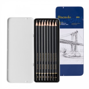 Набор чернографитных карандашей Finenolo "Sketch" 8 штук (8B-2H) в металлическом пенале