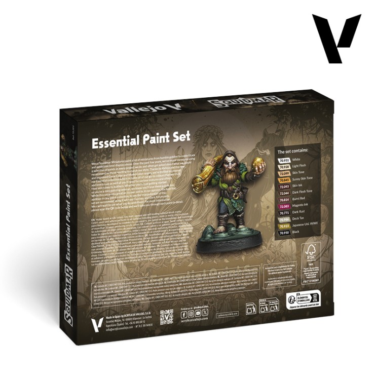 Набор 12 красок Vallejo Game Color "Essential Paint" + фигурка