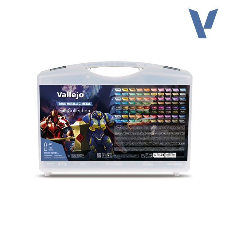 Набор из 80 акриловых красок Vallejo "True Metallic Metal" в пластиковом кейсе