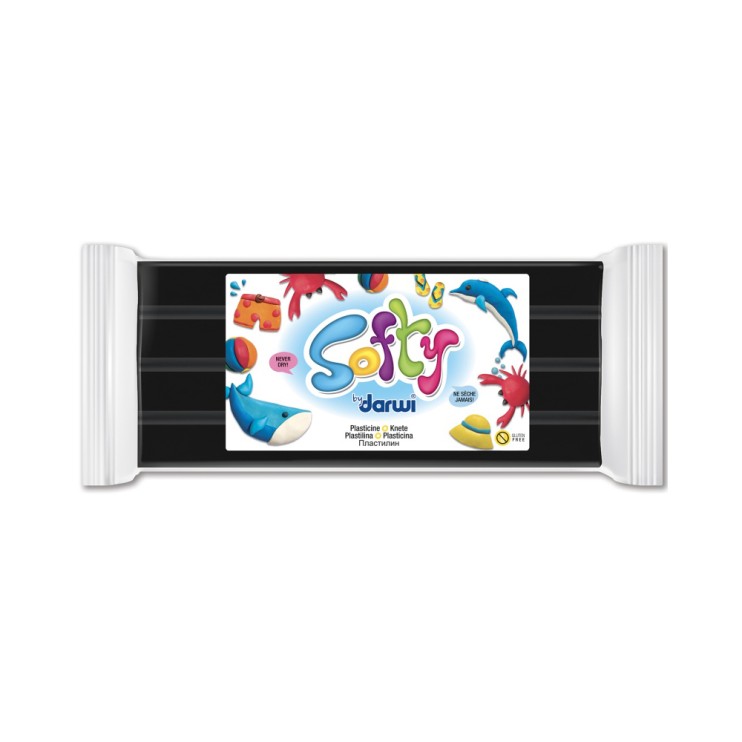 Пластилин Darwi "Softy" на восковой основе, Черный, 500г (0870500100)