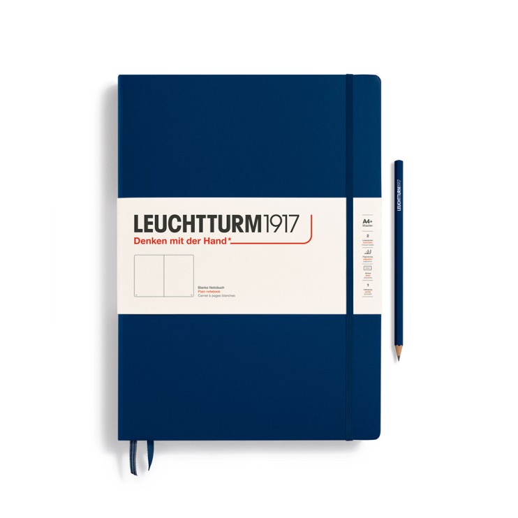 Блокнот без линовки Leuchtturm1917 "Master" A4+, 117л,100гр/м², твердая обложка,Синий Неви (359870)