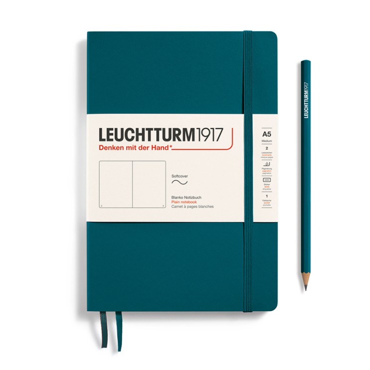 Блокнот без линовки Leuchtturm1917 "Medium" A5, 61л, 80гр/м², мягкая обложка,Зеленый Океан