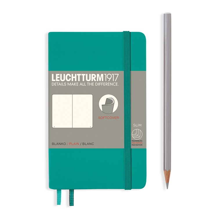 Блокнот без линовки Leuchtturm1917 "Pocket" A6, 61л, 80гр/м², мягкая обложка, Изумрудный,